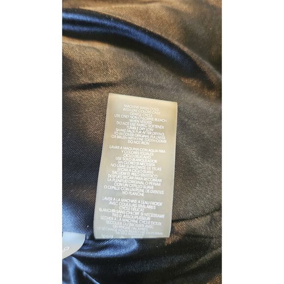 Calvin Klein Womens M Vest Black Faux Fur Collar Gold Zip Pockets Smocking - Picture 10 of 11